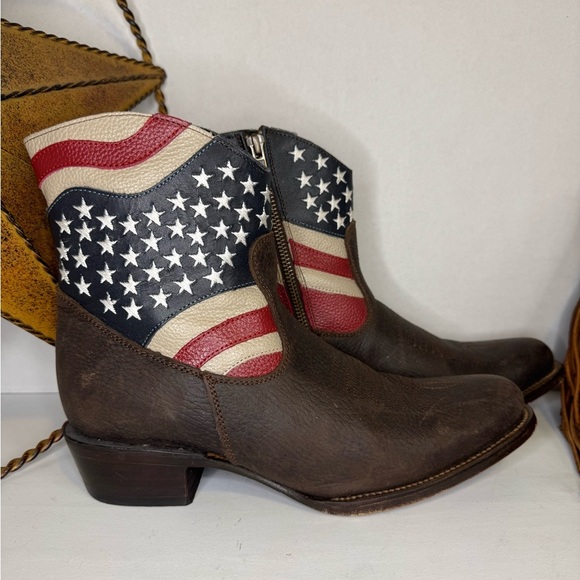 Womens JB Dillon USA Cowboy Boots Leather American Flag size B. - Picture 1 of 15